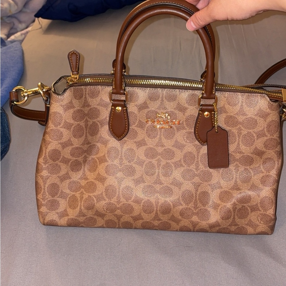 Coach Tan and Brown Signature Satchel